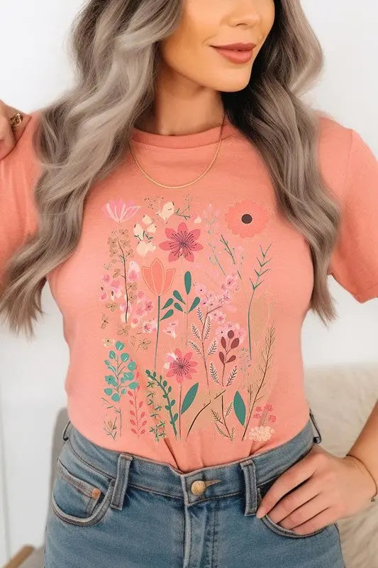 Pastel Wildflower Floral Graphic T Shirts Color Bear