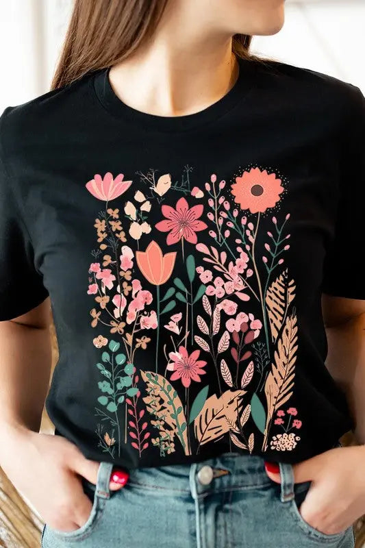 Pastel Wildflower Floral Graphic T Shirts Color Bear