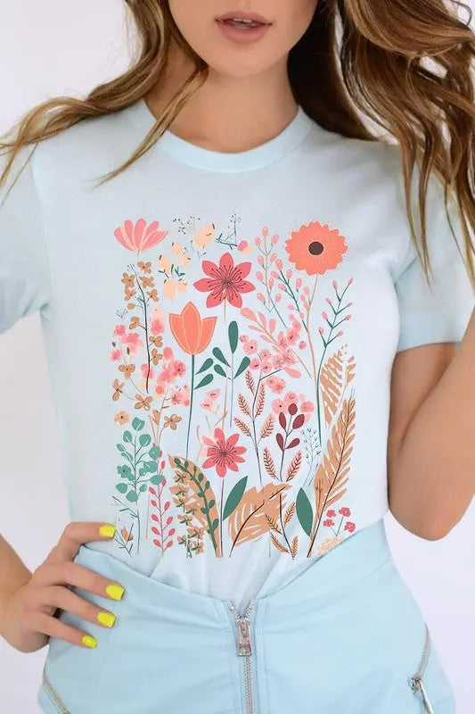 Pastel Wildflower Floral Graphic T Shirts Color Bear