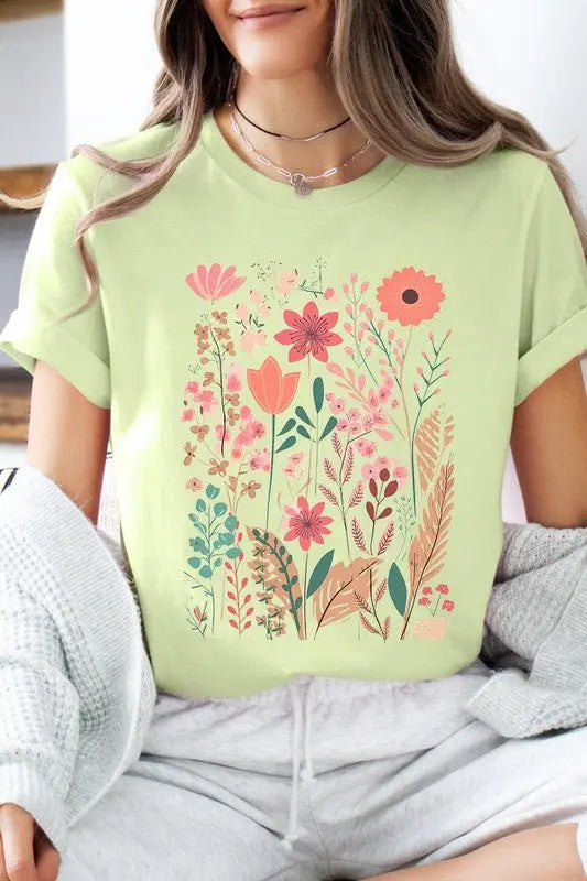 Pastel Wildflower Floral Graphic T Shirts Color Bear