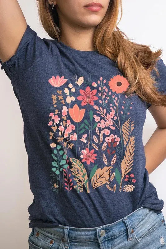 Pastel Wildflower Floral Graphic T Shirts Color Bear