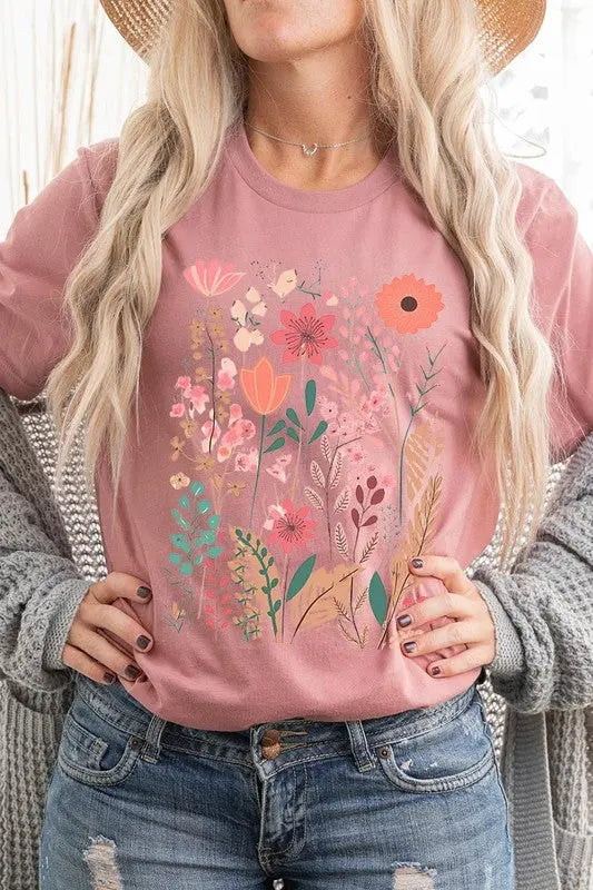 Pastel Wildflower Floral Graphic T Shirts Color Bear