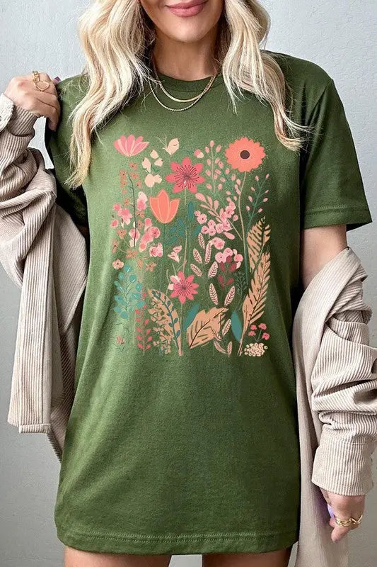 Pastel Wildflower Floral Graphic T Shirts Color Bear