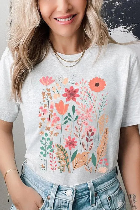 Pastel Wildflower Floral Graphic T Shirts Color Bear