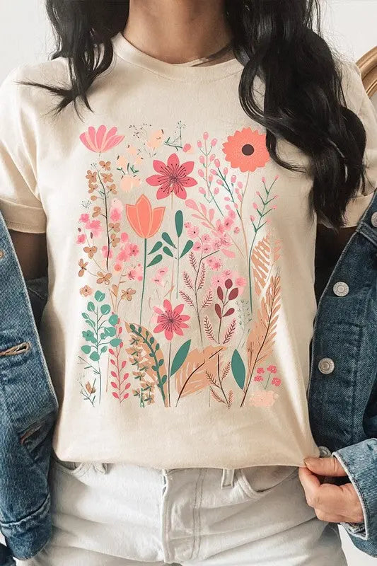 Pastel Wildflower Floral Graphic T Shirts Color Bear