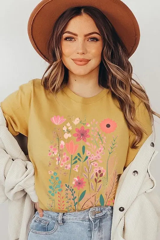 Pastel Wildflower Floral Graphic T Shirts Color Bear