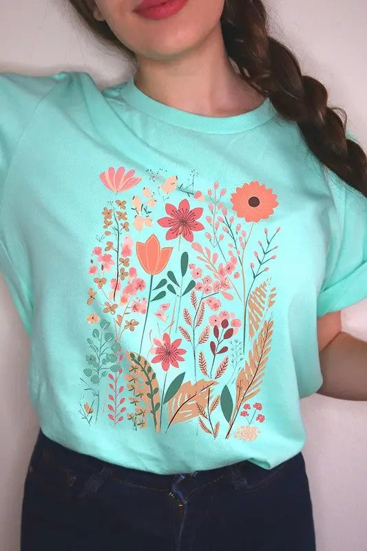 Pastel Wildflower Floral Graphic T Shirts Color Bear