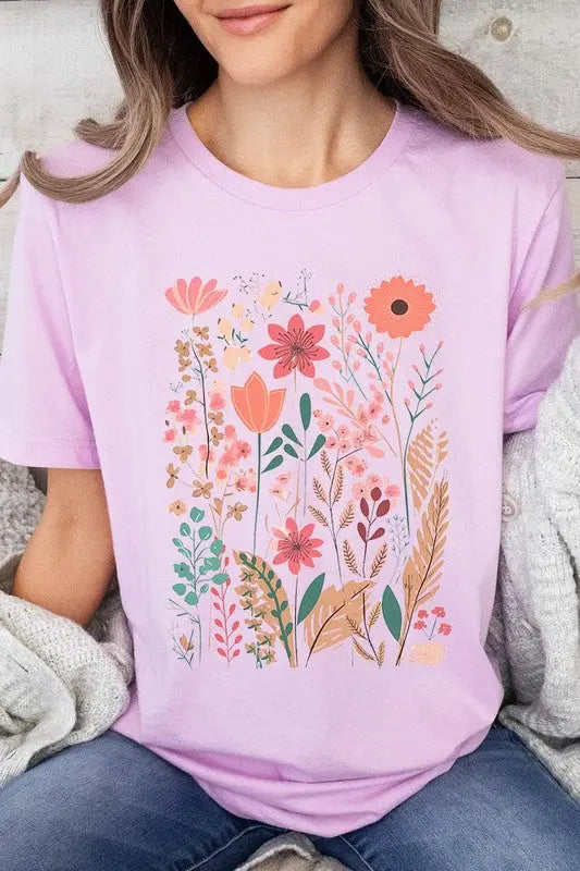 Pastel Wildflower Floral Graphic T Shirts Color Bear