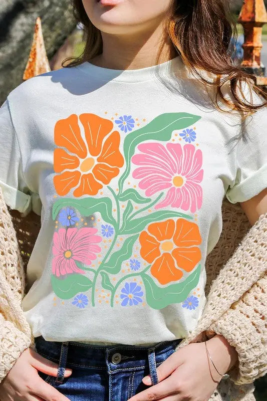 Boho Floral Spring Flowers Graphic T Shirts Color Bear