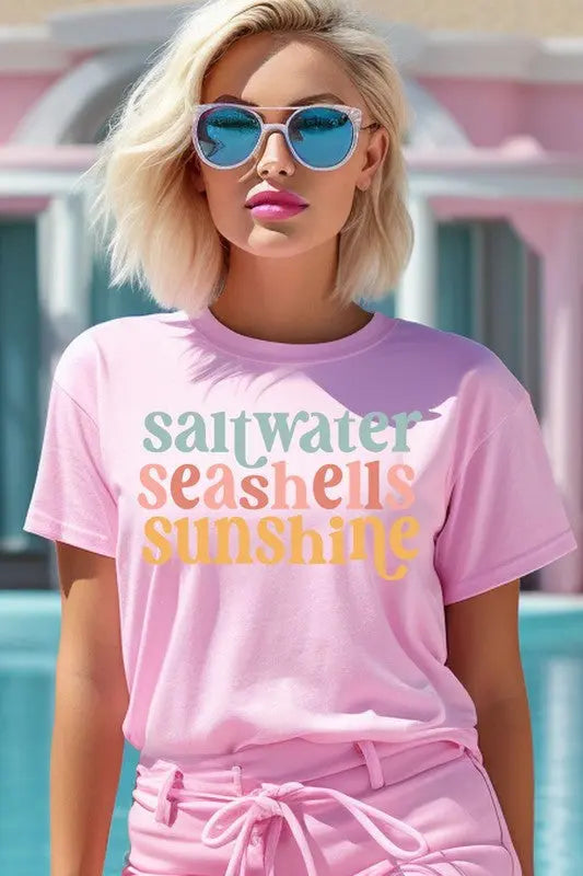 Saltwater Seashells Summer Graphic T Shirts Color Bear