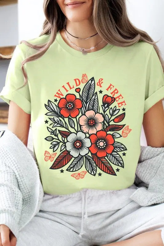 Wild Free Flowers Graphic T Shirts Color Bear