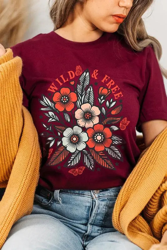 Wild Free Flowers Graphic T Shirts Color Bear