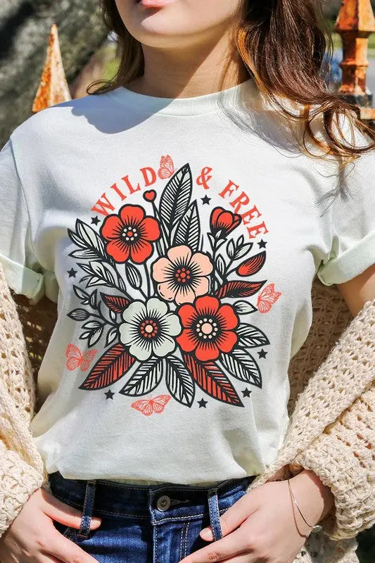 Wild Free Flowers Graphic T Shirts Color Bear