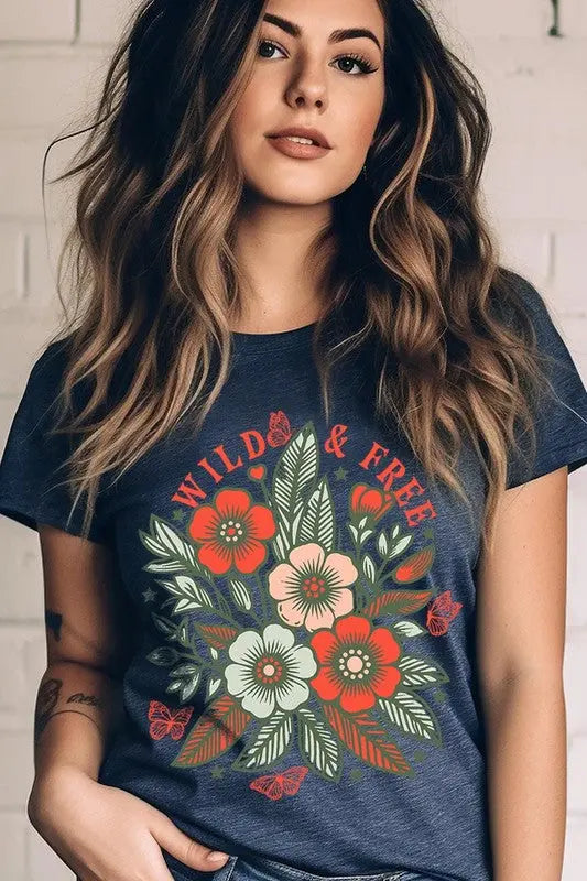 Wild Free Flowers Graphic T Shirts Color Bear