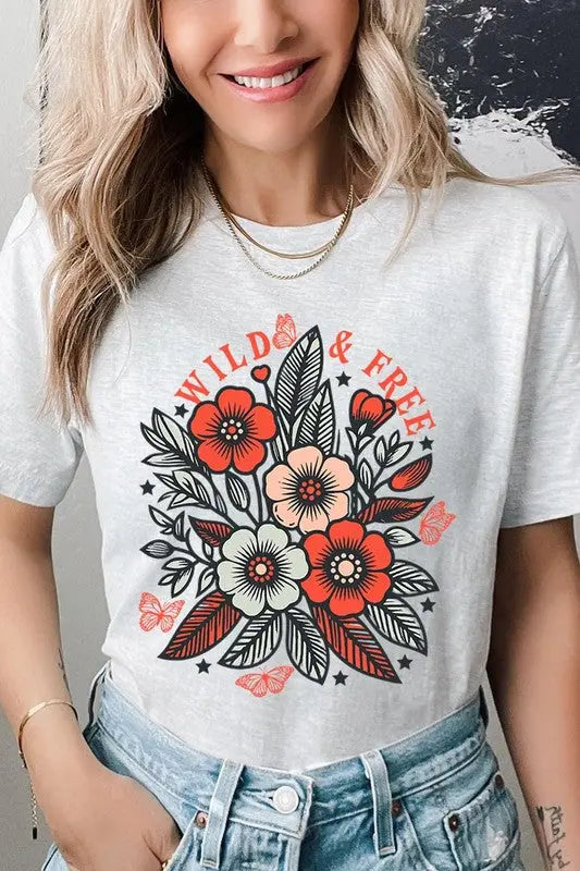 Wild Free Flowers Graphic T Shirts Color Bear