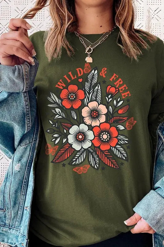 Wild Free Flowers Graphic T Shirts Color Bear