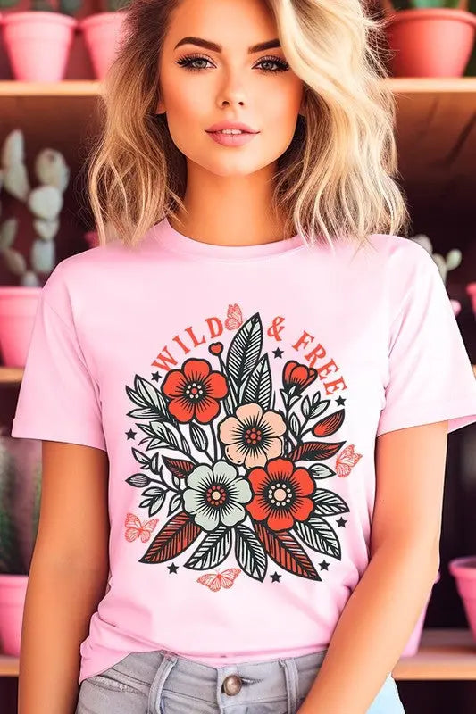 Wild Free Flowers Graphic T Shirts Color Bear