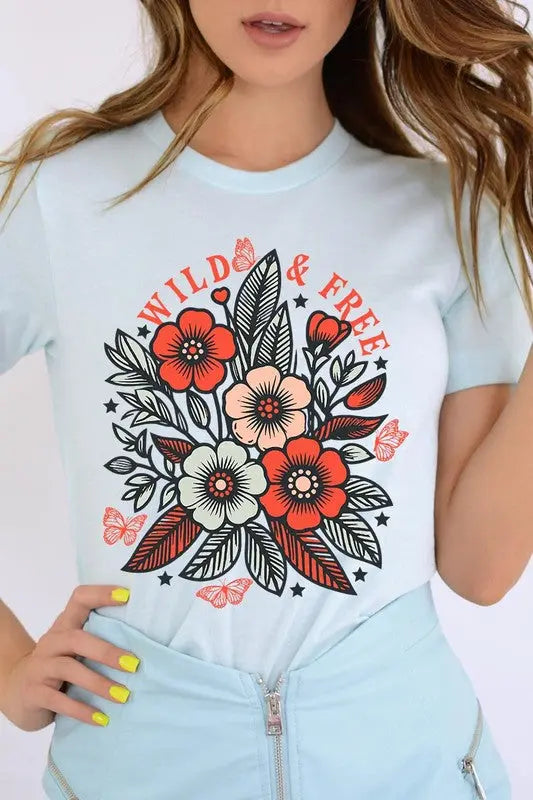 Wild Free Flowers Graphic T Shirts Color Bear