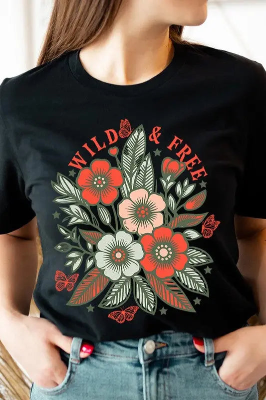 Wild Free Flowers Graphic T Shirts Color Bear