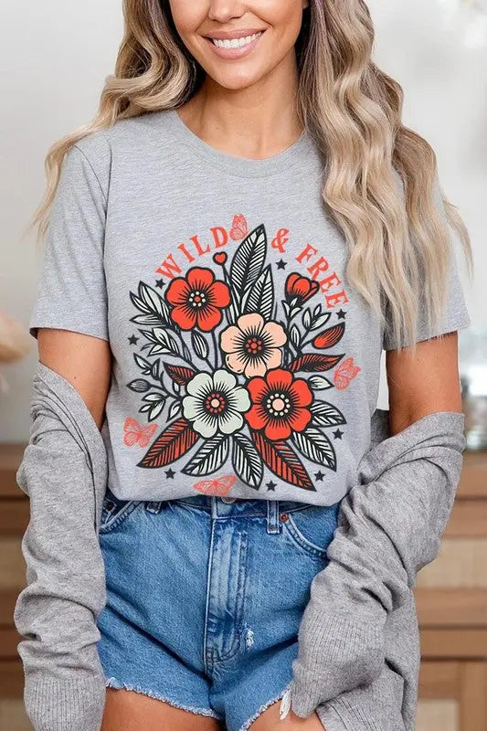 Wild Free Flowers Graphic T Shirts Color Bear