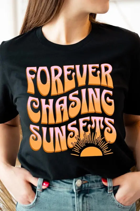 Forever Chasing Sunsets Summer Graphic T Shirts Color Bear