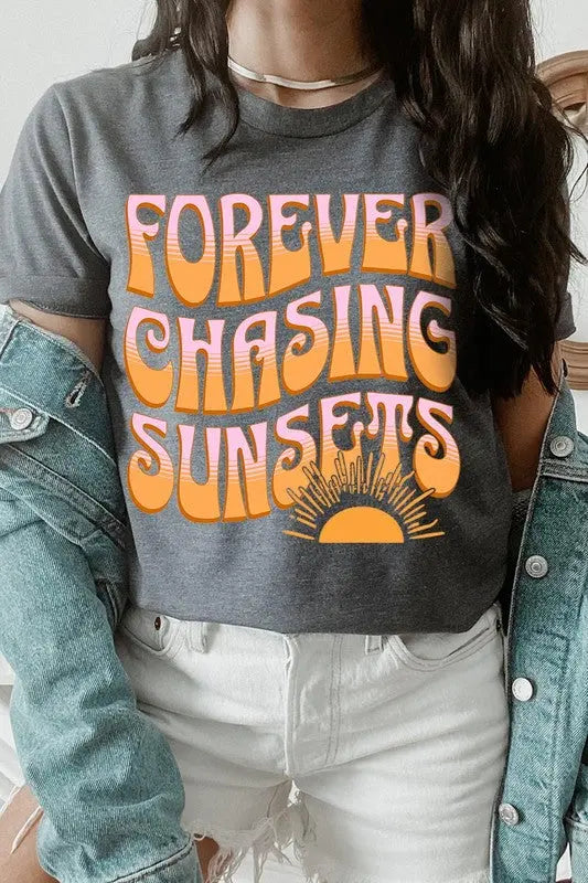 Forever Chasing Sunsets Summer Graphic T Shirts Color Bear