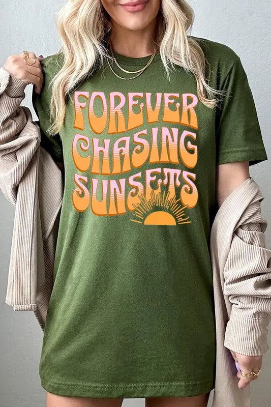 Forever Chasing Sunsets Summer Graphic T Shirts Color Bear