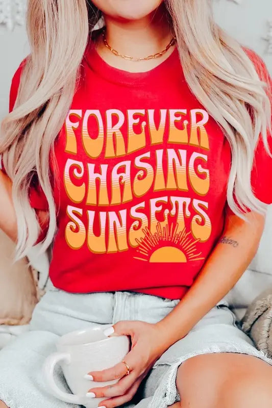 Forever Chasing Sunsets Summer Graphic T Shirts Color Bear