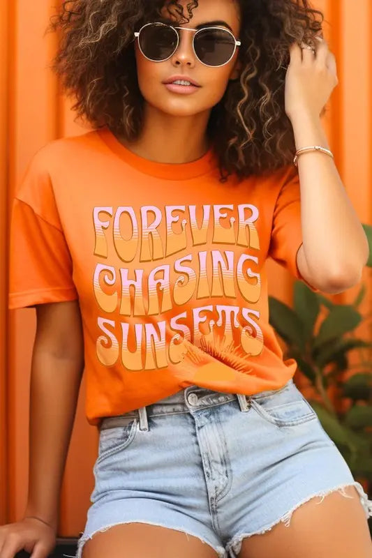 Forever Chasing Sunsets Summer Graphic T Shirts Color Bear