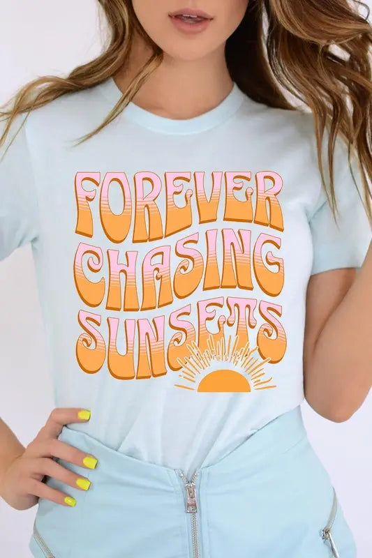 Forever Chasing Sunsets Summer Graphic T Shirts Color Bear