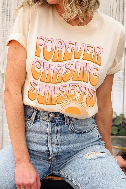 Forever Chasing Sunsets Summer Graphic T Shirts Color Bear