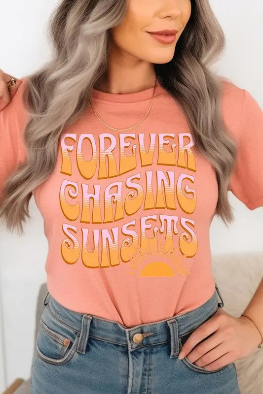 Forever Chasing Sunsets Summer Graphic T Shirts Color Bear