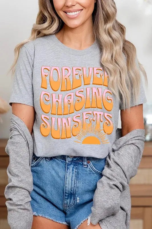 Forever Chasing Sunsets Summer Graphic T Shirts Color Bear