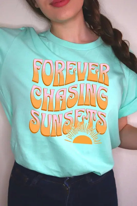 Forever Chasing Sunsets Summer Graphic T Shirts Color Bear