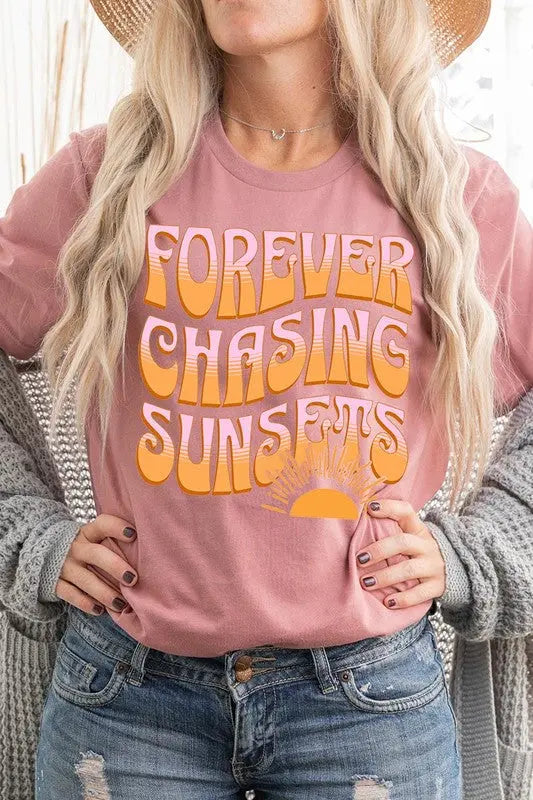 Forever Chasing Sunsets Summer Graphic T Shirts Color Bear