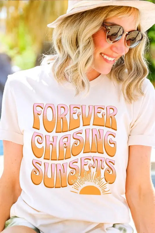 Forever Chasing Sunsets Summer Graphic T Shirts Color Bear