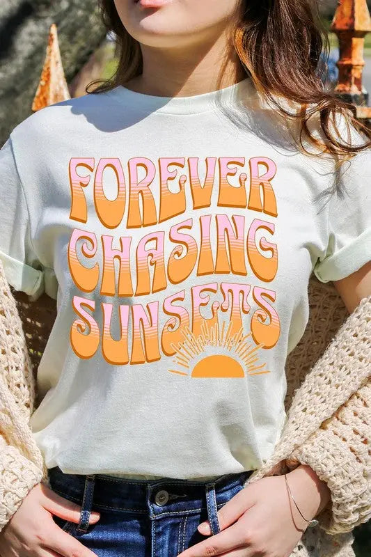 Forever Chasing Sunsets Summer Graphic T Shirts Color Bear