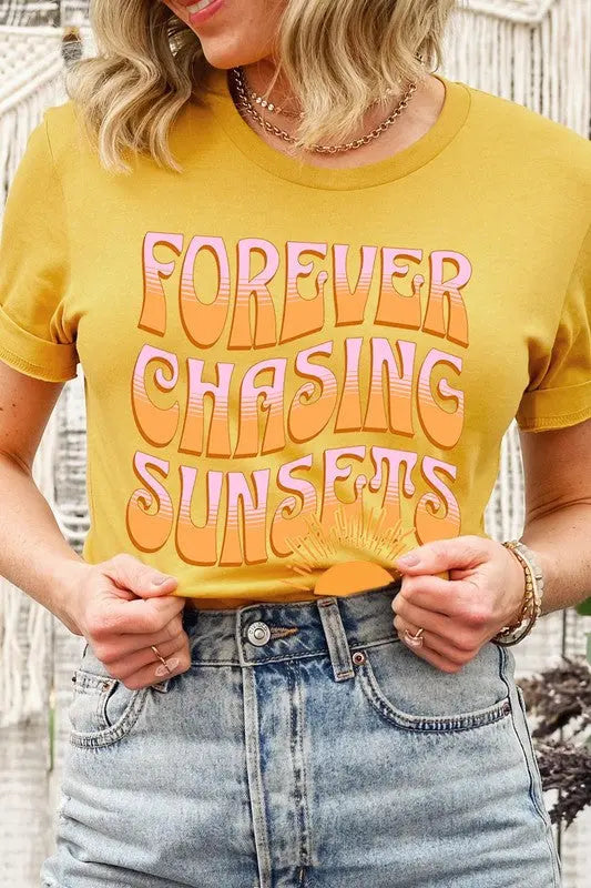 Forever Chasing Sunsets Summer Graphic T Shirts Color Bear