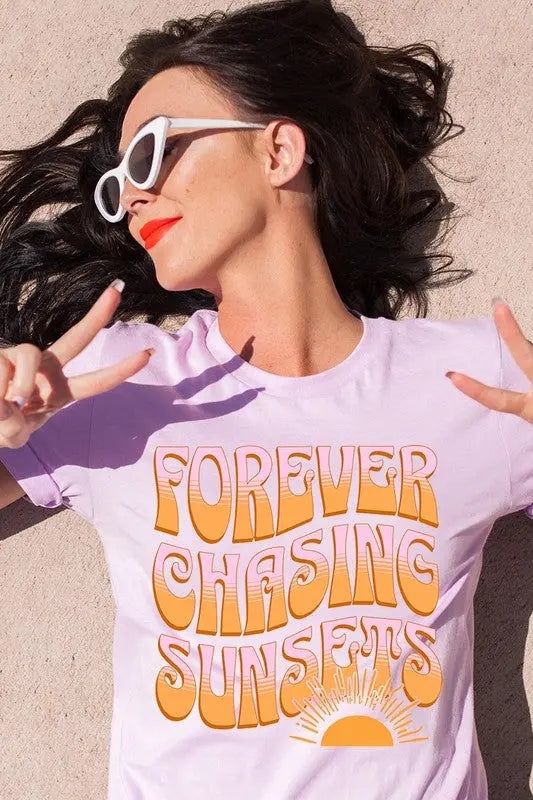 Forever Chasing Sunsets Summer Graphic T Shirts Color Bear