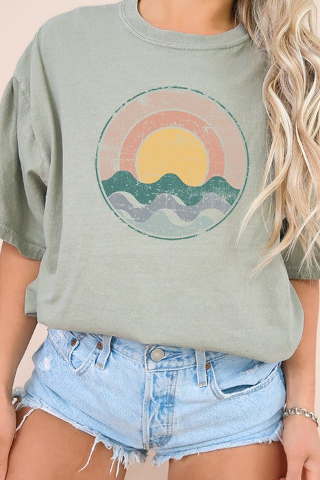 Sunset Ocean Oversized Tee