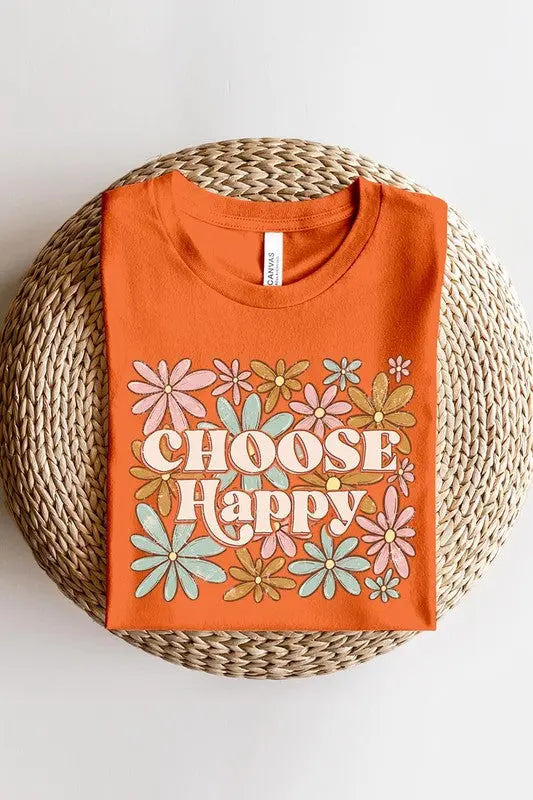 Choose Happy Floral Graphic T Shirts Color Bear