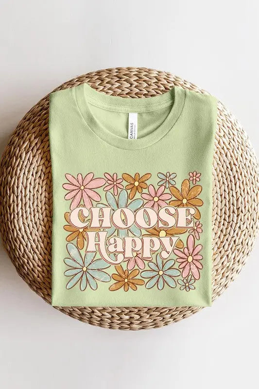 Choose Happy Floral Graphic T Shirts Color Bear