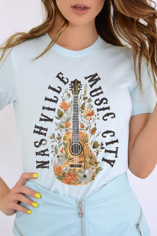 Floral Nashville Music City Graphic Tee Color Bear