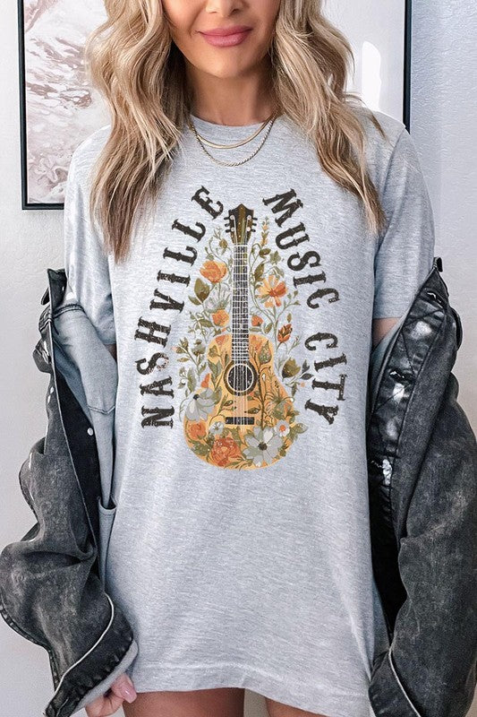 Floral Nashville Music City Graphic Tee Color Bear