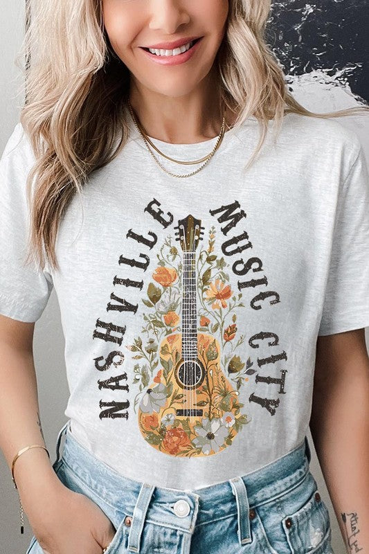 Floral Nashville Music City Graphic Tee Color Bear