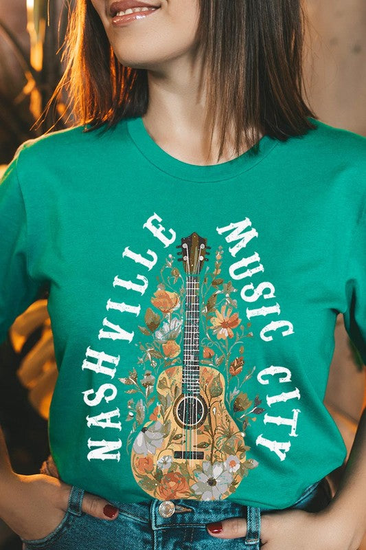 Floral Nashville Music City Graphic Tee Color Bear