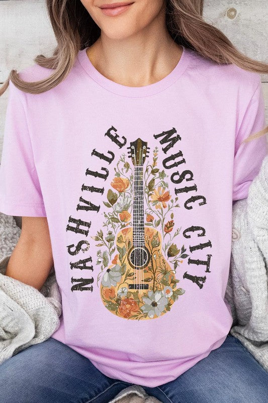 Floral Nashville Music City Graphic Tee Color Bear