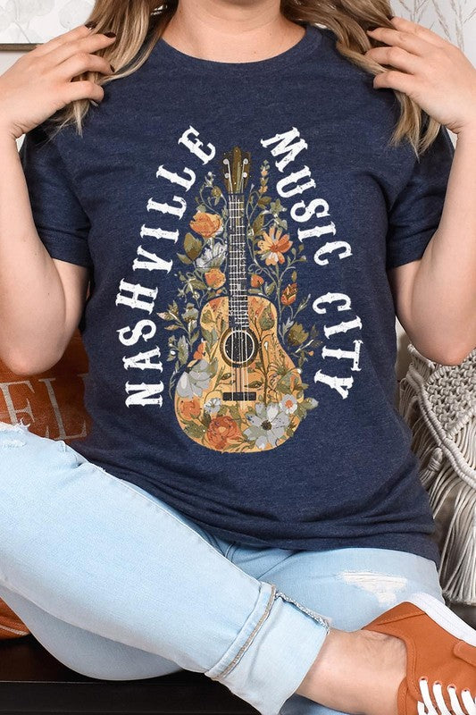 Floral Nashville Music City Graphic Tee Color Bear