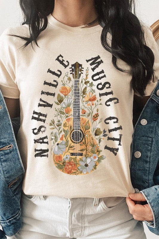 Floral Nashville Music City Graphic Tee Color Bear