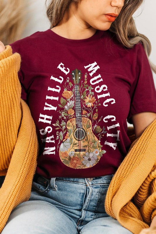 Floral Nashville Music City Graphic Tee Color Bear